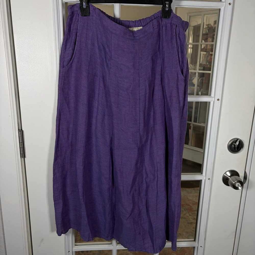 FLAX Purple Linen Maci Skirt M Havelock Art to Wear Boho Made In Lithuania